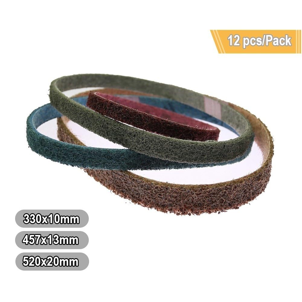 Taśmy Szlifierskie Z Tlenku Glinu, 12 Szt. Ścierne Włókniny Nylonowej, Zestaw Do Metalu I - O Ziarnistości Od Grubej Drobnej(Blue,457x13mm)