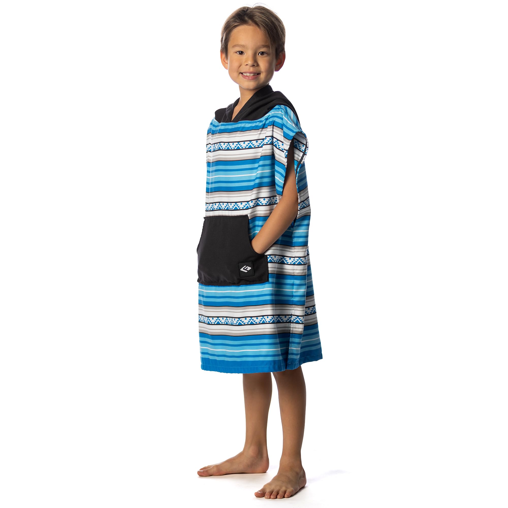 Flow Changing Poncho for Kids with Hood for Swim and Beach (Laguna Blue, S)
