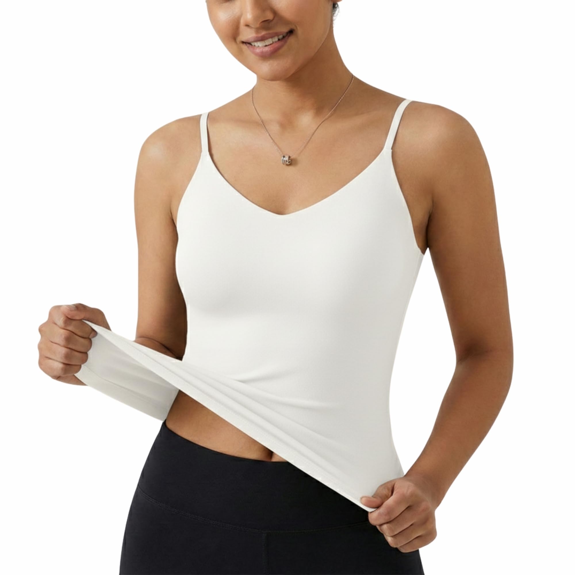 Women Vest Camisole with Built-in Bra – Seamless Stretch Tank Top for Women Adjustable Strap Innerwear Slim Fit Camisole Top for Layering Soft Breathable Sleeveless Innerwear-image-19