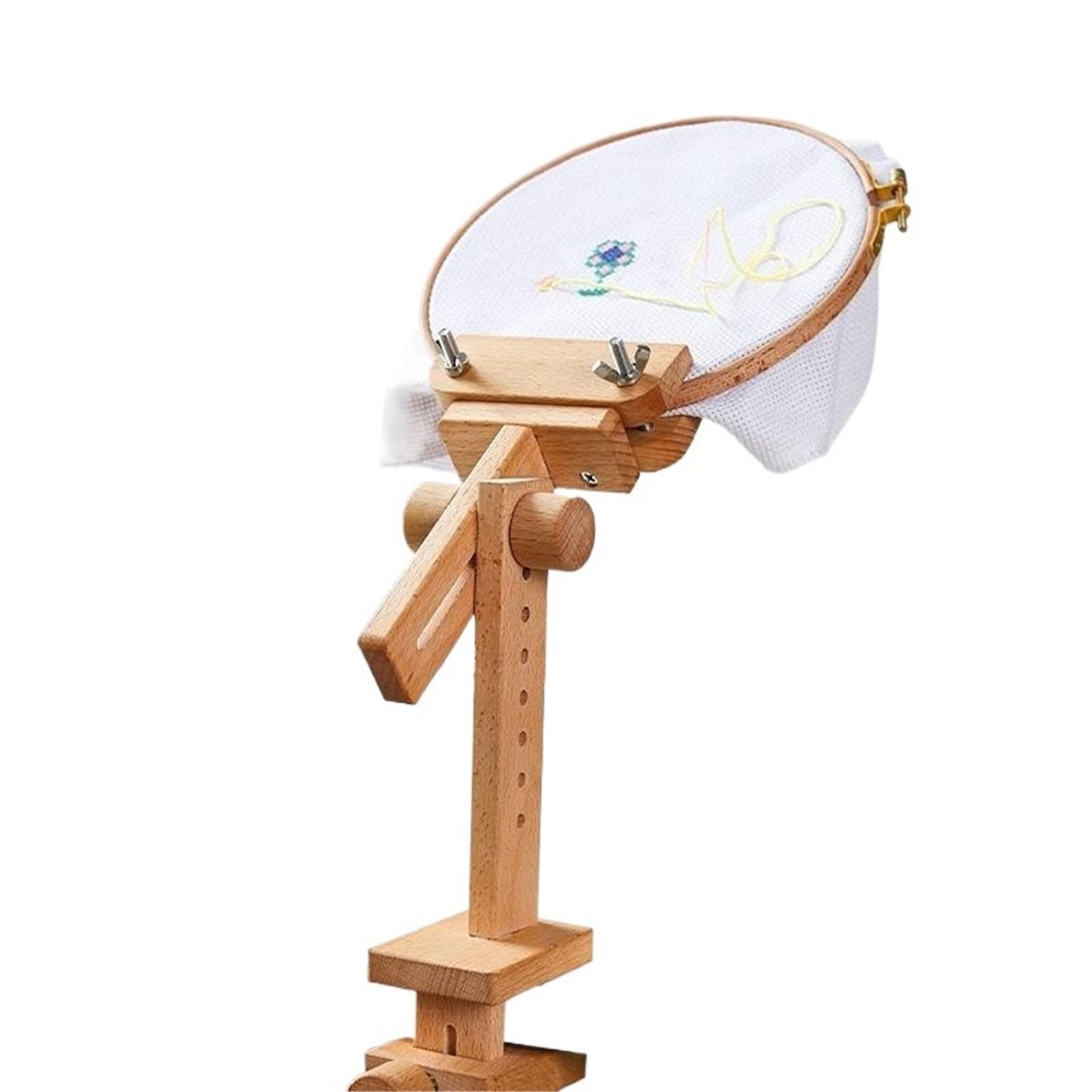Ramka do haftu krzyżykowego, Drewniany stojak na tamborek Cross Stitch Frame Możliwość obrotu o 360 stopni(03-with 20cm Hoop)