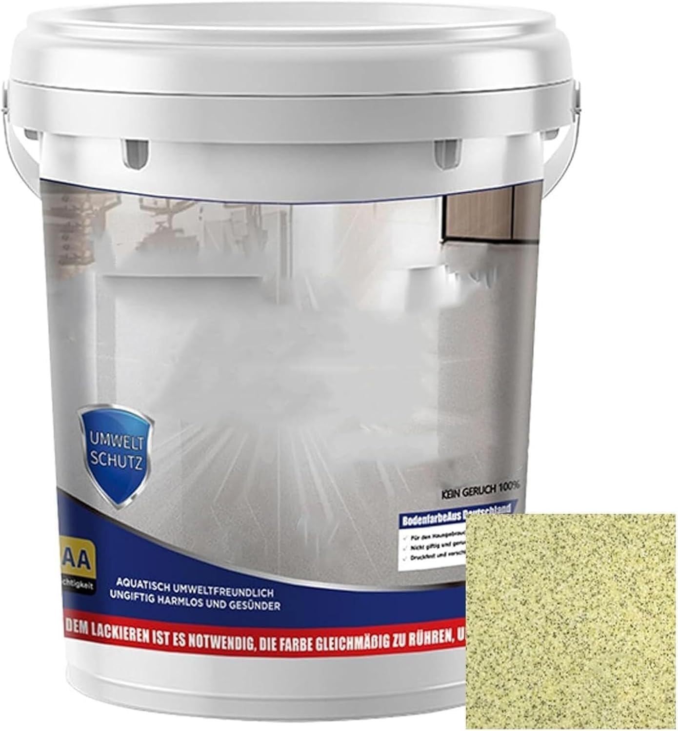 Epoxy Colored Sand Floor Paint, High Gloss Marble Effect Garage Coating, Waterproof & Non-Slip Self-Leveling Epoxy Floor Coating (Lemon Yellow)