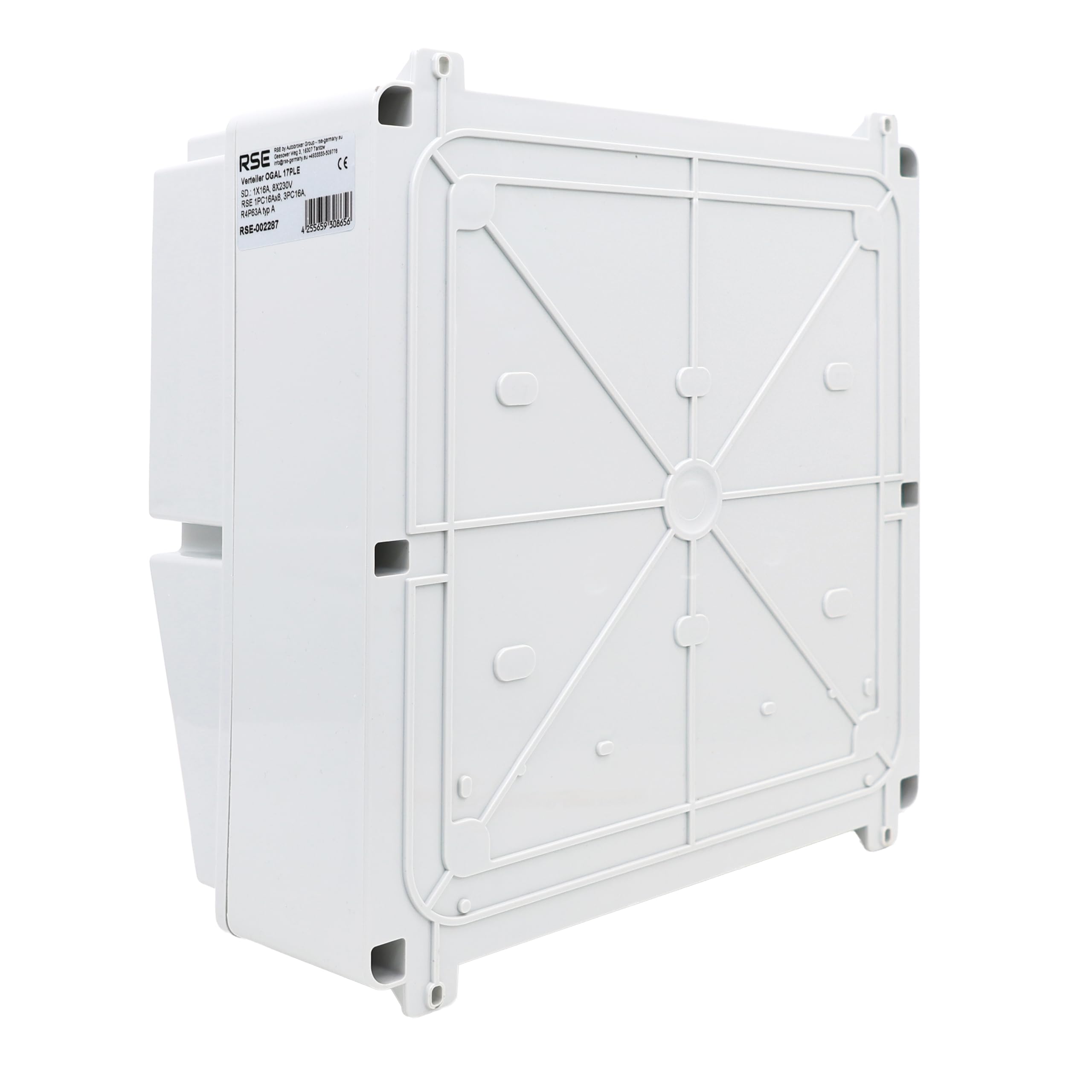 RSE BAUSTROMVERTEILER WANDVERTEILER KOMPLETT VERDRAHTET, VERSCH. VARIANTEN 32A CEE, 16A CEE, 230V ZUR AUSWAHL, IP66 GEHÄUSE, 1X16A, 8X230V, MIT LS+FI
