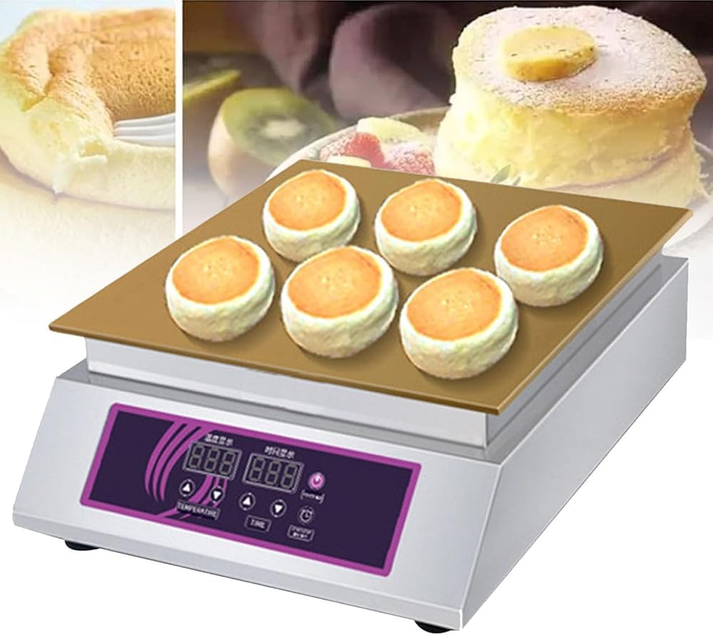KJZQXYX Electric Souffle Pancake Maker,Commercial Pancake Souffle Maker,with 0-260℃ Temperature Control, for Home Kitchen, Restaurant, Bakery (Single Head)