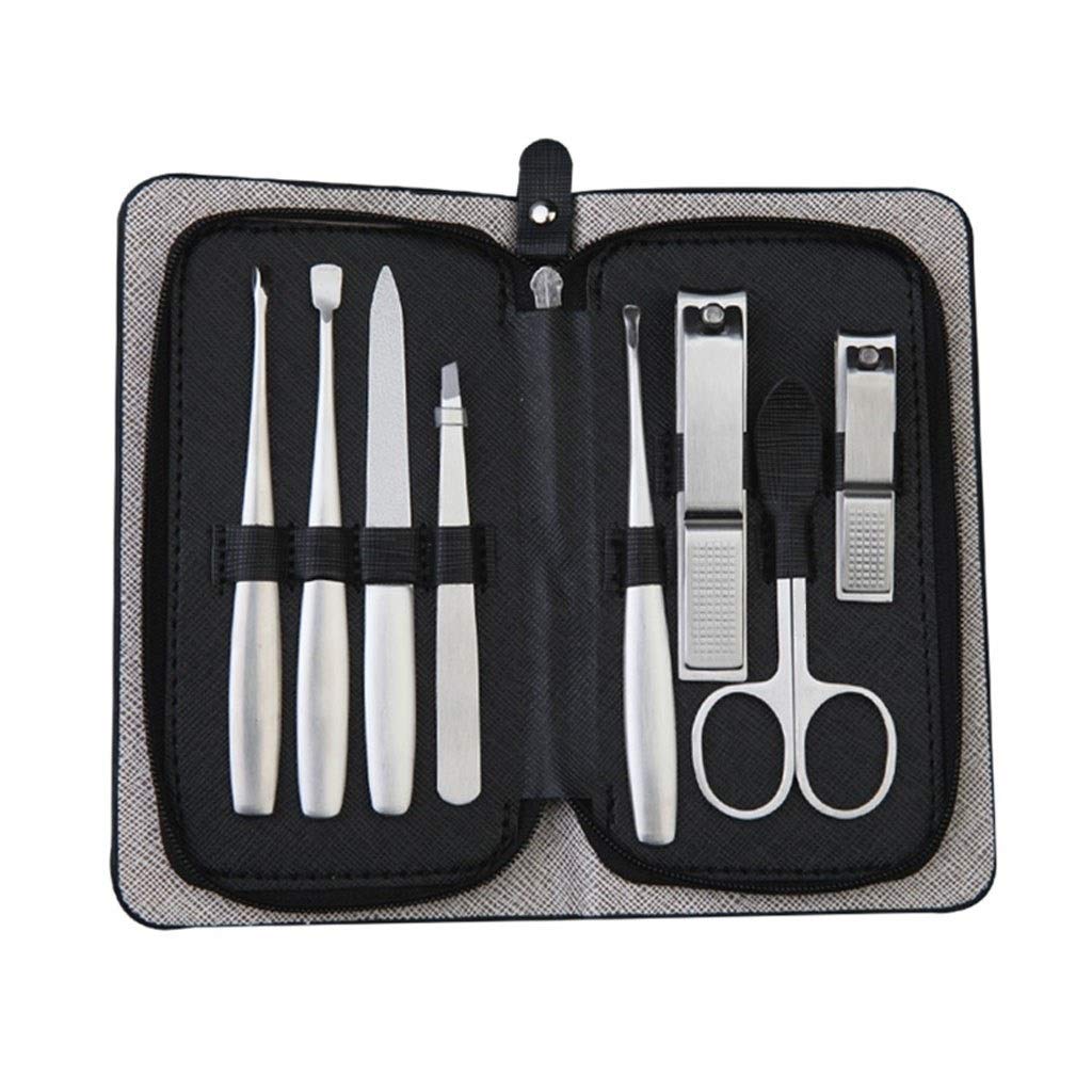 Nagelknipser-Set Edelstahl Pedicure Nagelknipser Set Beauty Schere Nagelfeile aus schwarzem Leder tragbare Box 8-teiliges Schönheits-Werkzeuge Nagelknipser-Kit
