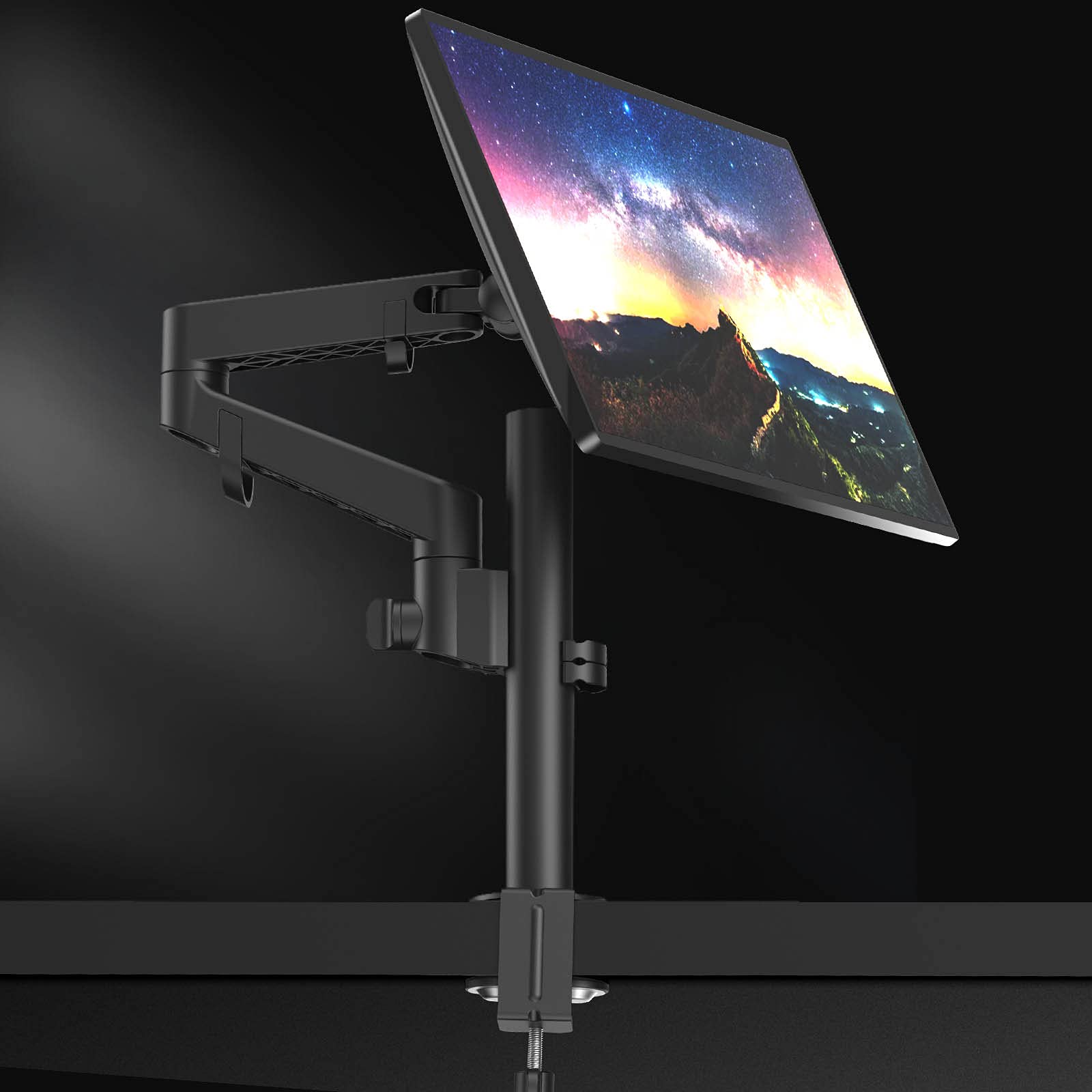 LOUEVED Single Monitor Desk-Mount-Arms，Easy Install Flexible Monitor Stand Height Adjustable Desk Mo