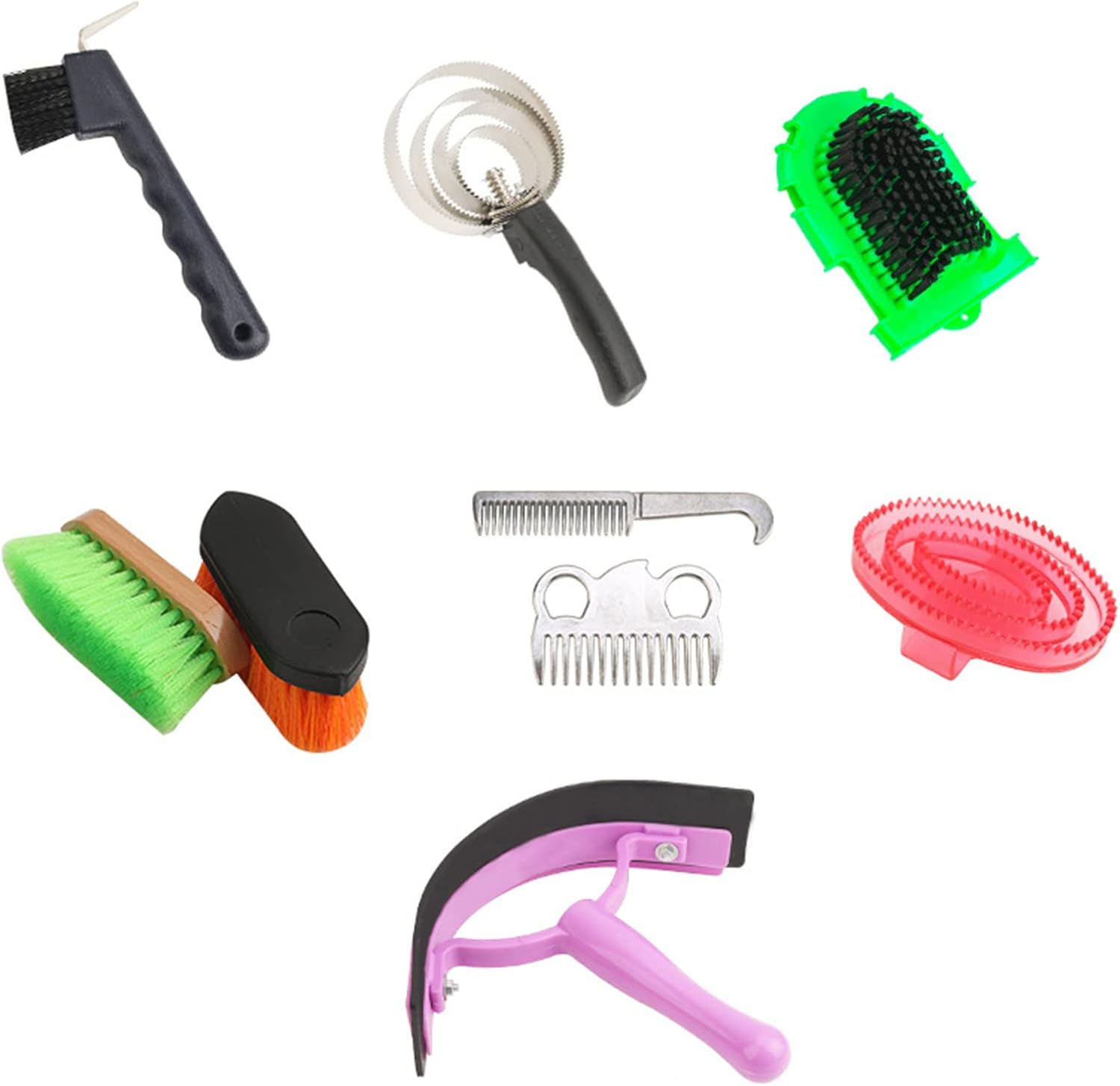 即日出荷 9ピースの馬のグルーミングキットタックルーム 用品セットヘアとブラシの詰め合わせ蹄ピックスウェットスクレーパー乗馬初心者のための素晴らしいギフト高度なオーガナイザートートバッグ