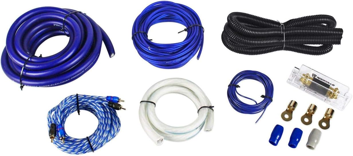 Rockville RWK01 0 Gauge Complete Car Amp Wiring Installation Wire Kit w/RCA's,Black