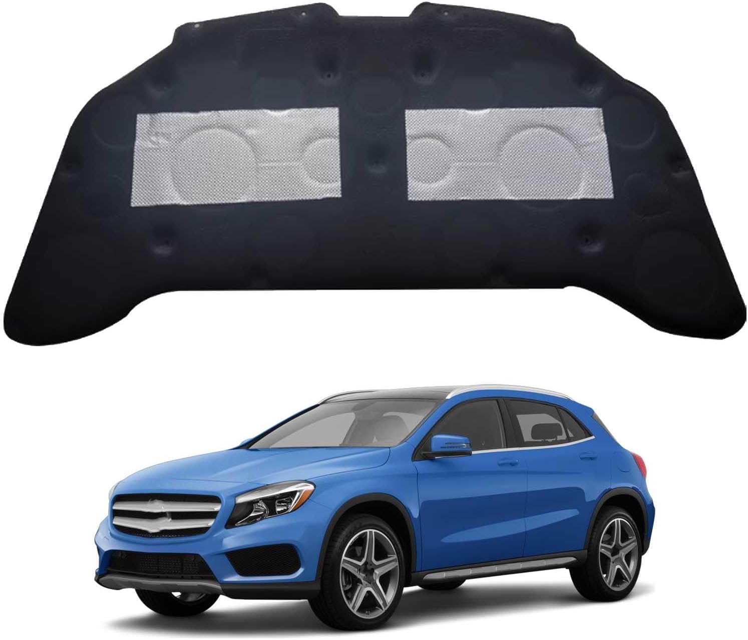 Liufangfc Normal Bonnet Insulation Mat 10Mm For Benz Gla 2015-2019 – Fireproof Engine Sound Deadening & Heat Shield Acoustic Liner With Clips