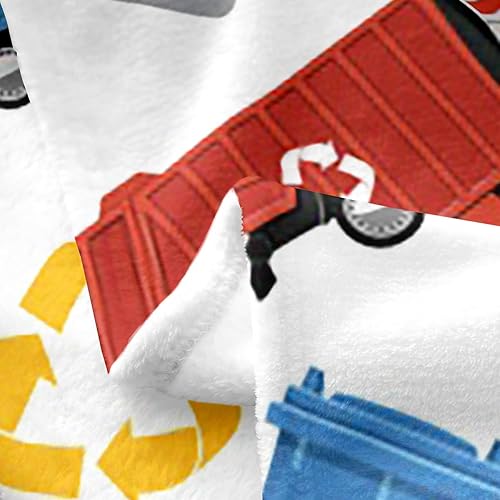 Miniatura 5 de Manta de franela de camión de basura verde para niños y adultos, manta de franela de forro polar de franela de camión de basura de dibujos animados