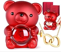 Preserved Rose Teddy Bear, Real Rose in Elegant Gift Box, Romantic Gift for Her, Perfect for Mother's Day, Anniversary, Wedding or Bridal Shower