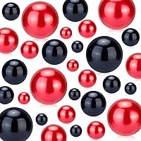 Vista 1 de PH PandaHall 148 perlas para relleno de jarrón, rojo y negro, cuentas de imitación sin agujero, cuentas de vela de agua, centros de mesa, cuentas