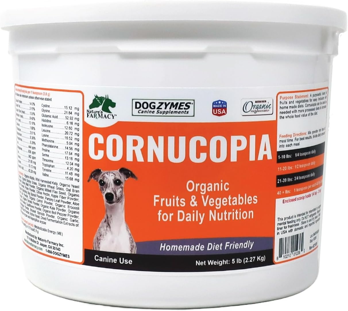 Dogzymes Cornucopia Organic Proprietary Blend of Vegetables, Fruits, Nutritional Sprouts for Dogs and Cats (2 Pound)