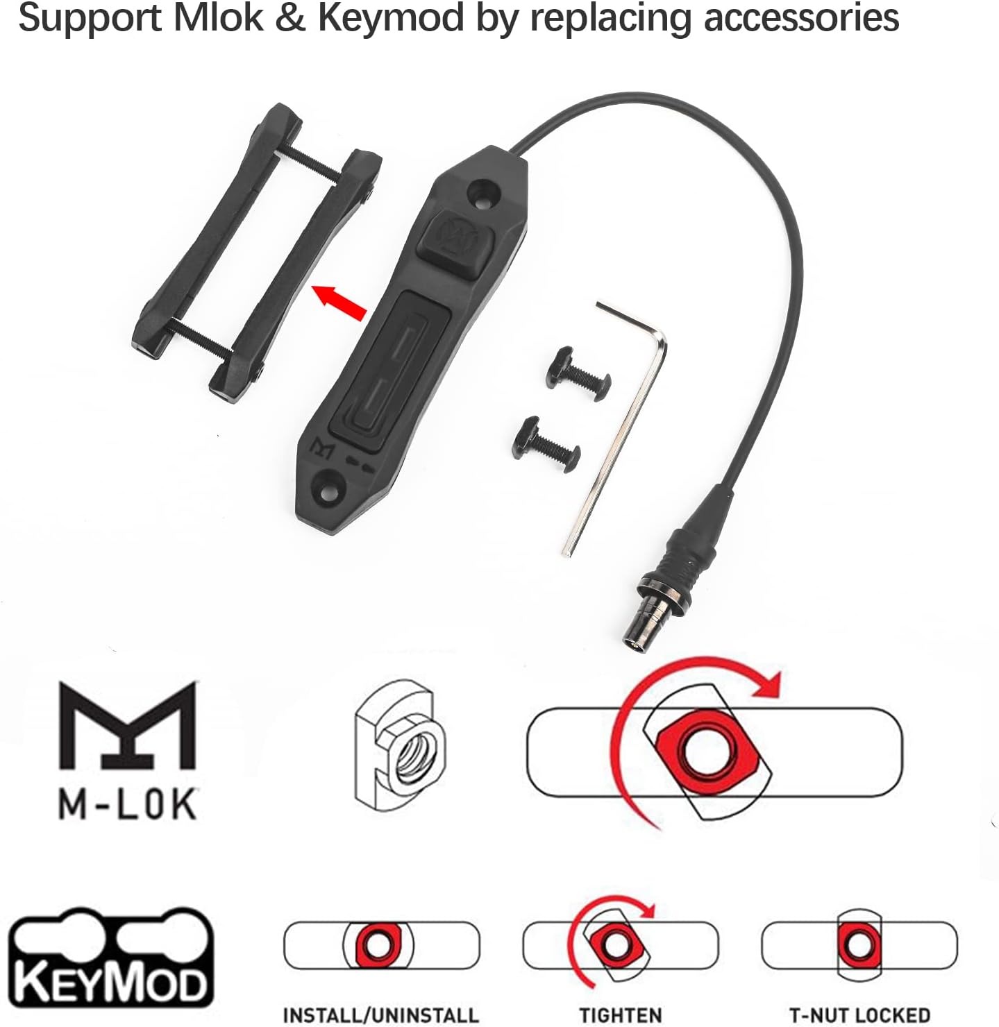 M600C Light with Dual Pressure Switch for Mlok/keymod / 20mm Picatinny Rail, 600 Lumens Tactical Flashlights with Constant/Momentary Modes for Outdoor Adventure Sports