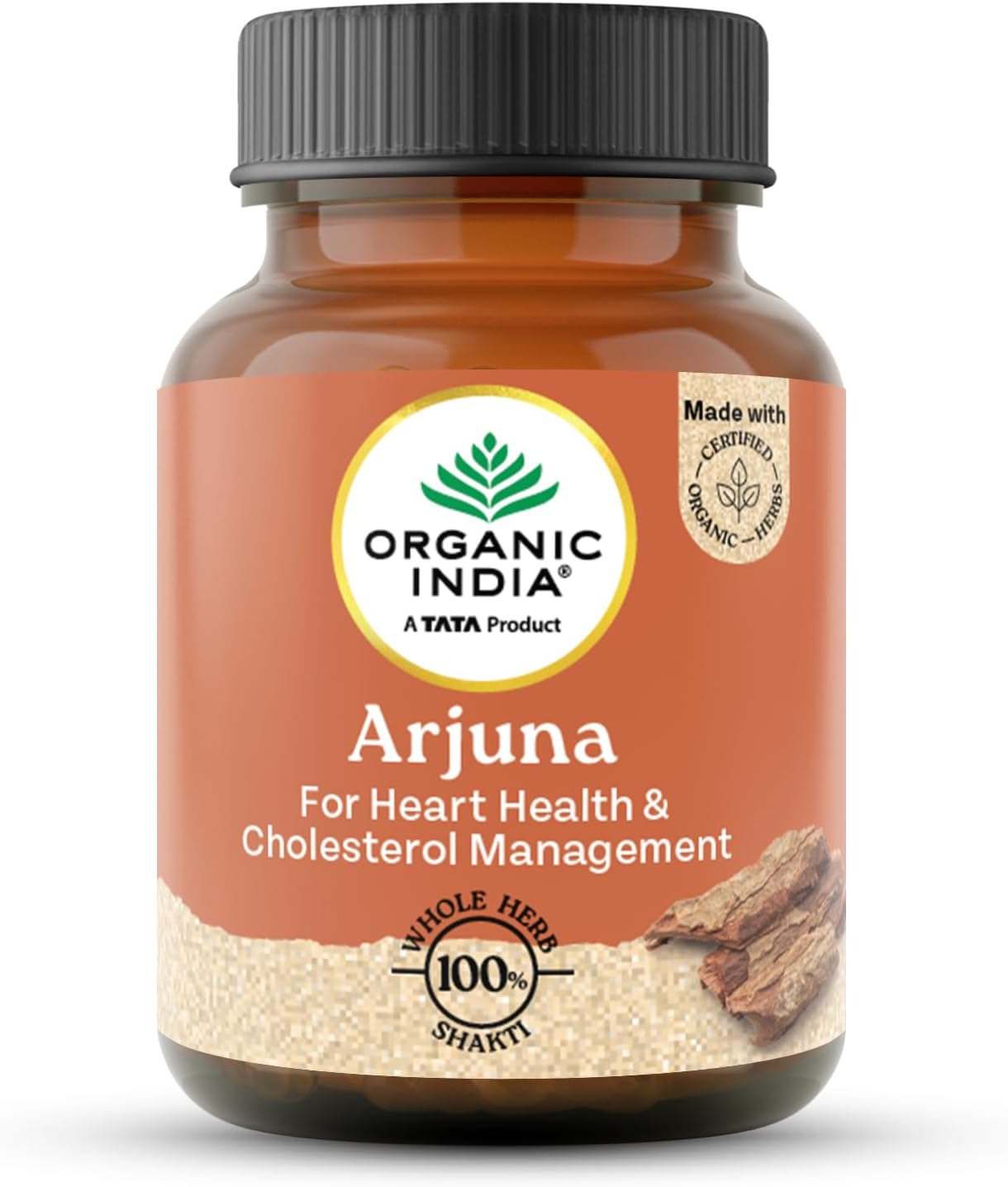 A TATA Product - Organic India Arjuna Capsules, 60 Capsules, Supports Heart Health, Whole Herb Formula*, Certified Organic, No Added Fillers or Chemicals