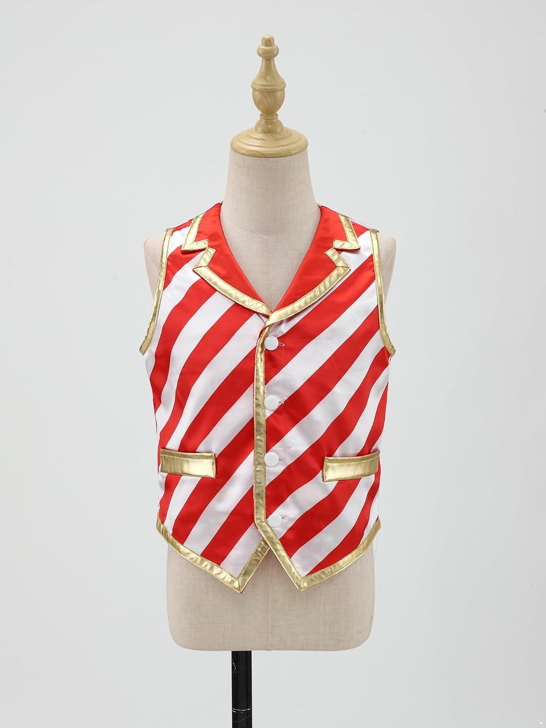 Alvivi Christmas Suit Vests for Boys Candy Cane Red White Striped Waistcoat Xmas Party Jacket