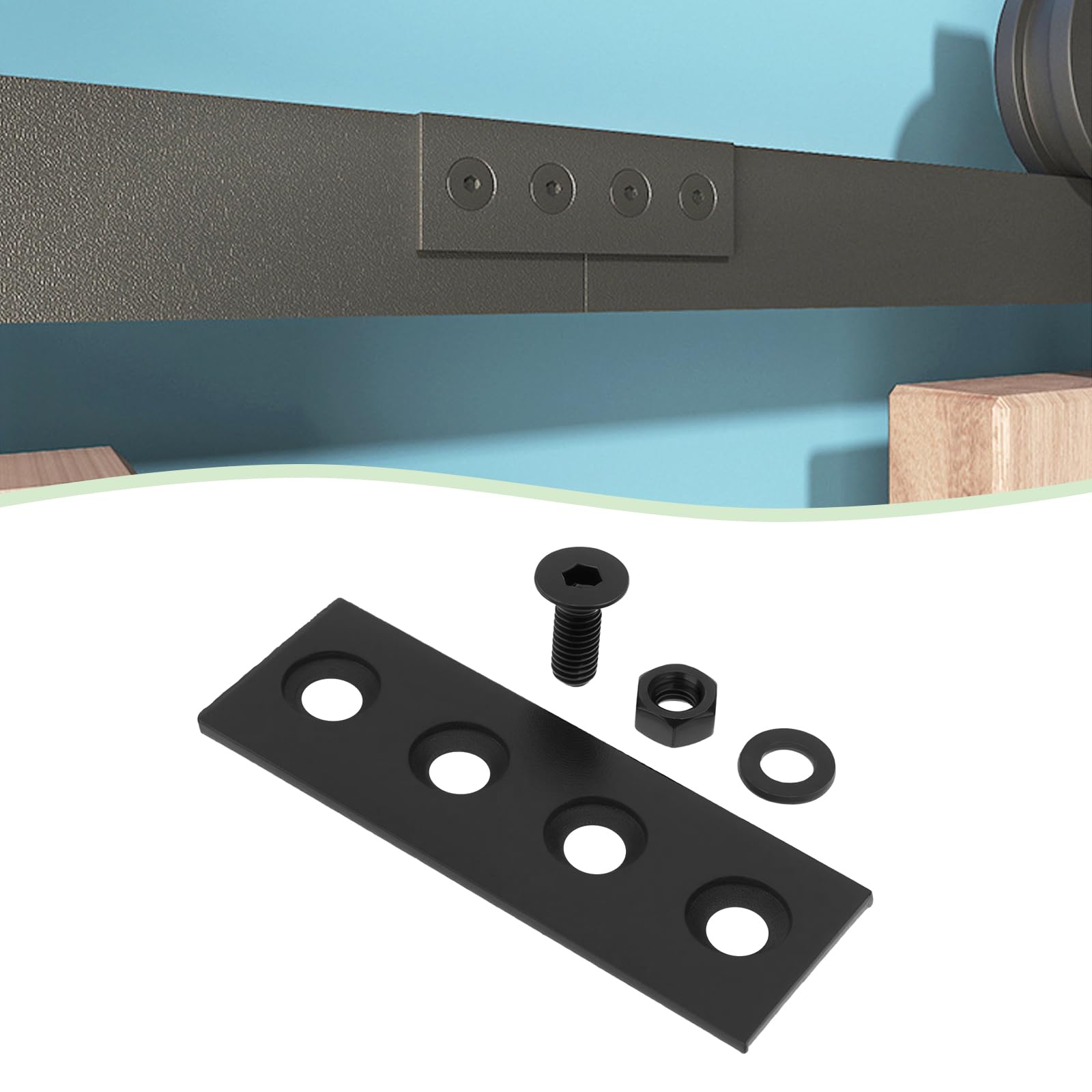 Briny River 1 Set 80mm Interior Sliding Barn Door Hardware Connecting Adaptor Suitable for Sliding Barn Door Track TV Wall Mount Closet Door - Image 2