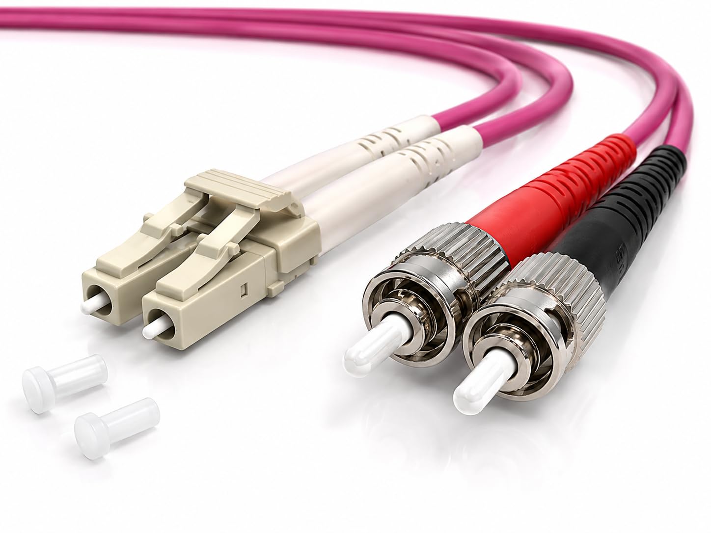 1aTTack.de 1 x Патч-кабель OM4 LWL DX LC/UPC 5 м - ST/UPC MM MULTIMODAL - ширина 50/125 мкм, фиолетовый