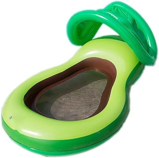 OKAYOK Swimming Circle, Inflatable Swim Ring with Awning Floating Row Recliner Inflatable Rubber Ring Beach Floating Bed Swimming Pool Toy