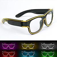 Vista 32 de Ainiv Gafas de luz inalámbrica, 3 modos, LED luminosas, que brillan en la oscuridad, para fiestas, DJ, EDM, Halloween, Navidad Inalámbrico - Rosa