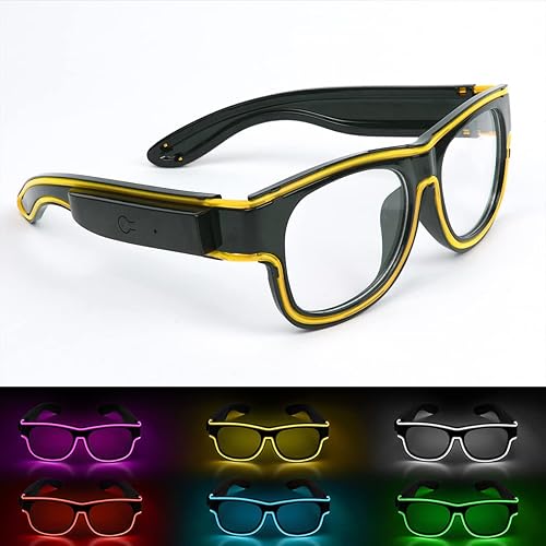 Miniatura 7 de Gafas de luz inalámbrica, 3 modos, LED luminosas, que brillan en la oscuridad, para fiestas, DJ, EDM, Halloween, Navidad