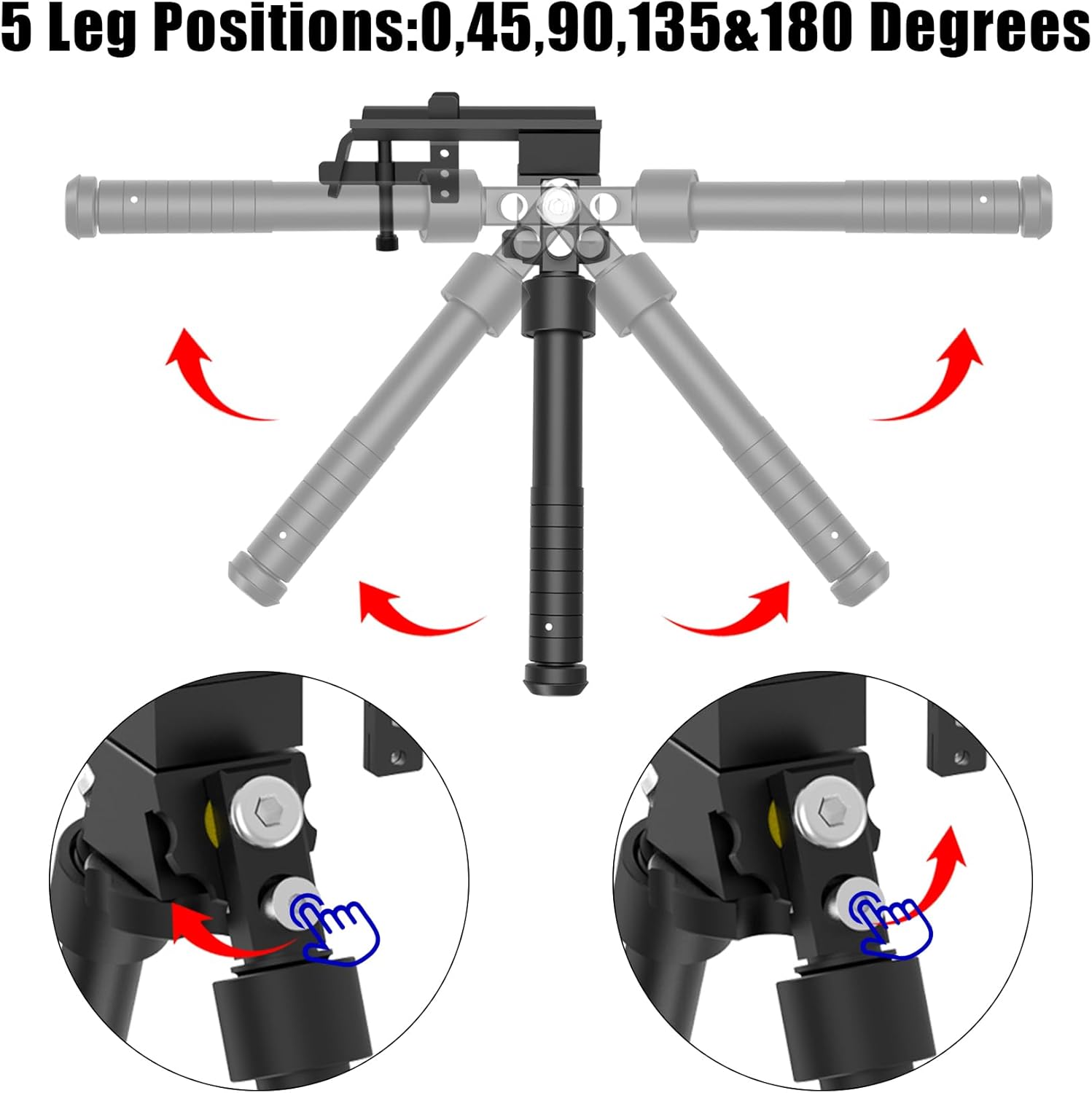 UUQ QV8 6-9 Inches Tactical Rifle Adjustable Bipod for Hunting and Shooting, Directly Attach to Sling Swivel Stud, w/Spike Feet