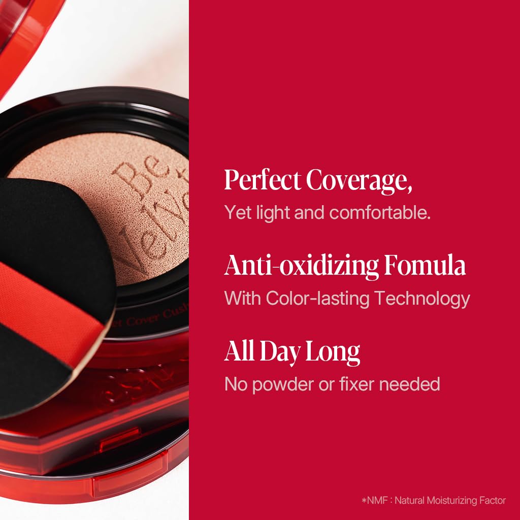 Espoir Be Velvet Cushion Foundation #13 Porcelain | Quick and Easy Coverage with Long-lasting Color by Zero Oxidation, Velvety Smooth Finish & Lightweight Formula, Vegan, Korean Makeup, 0.46 oz - Image 3