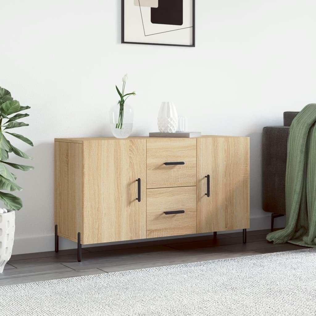 Myheimly Sideboard Chest of Drawers with Lots of Storage Space Multi-Purpose Cabinet Sideboard for Living Room Cupboard Side Cabinet Metal Legs Modern Wood Material Sonoma Oak