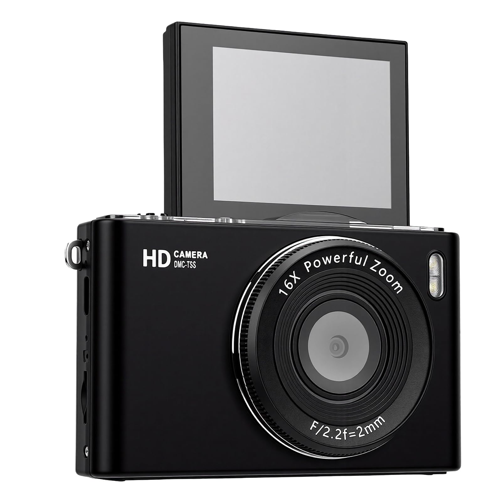 Zunate 4K Digital Camera 64MP Autofocus Compact Travel Camera with 2.4 Inch Flip Screen, 16X Digital Zoom, LED Light, HD Video Selfie Vlogging (Black)-image-43