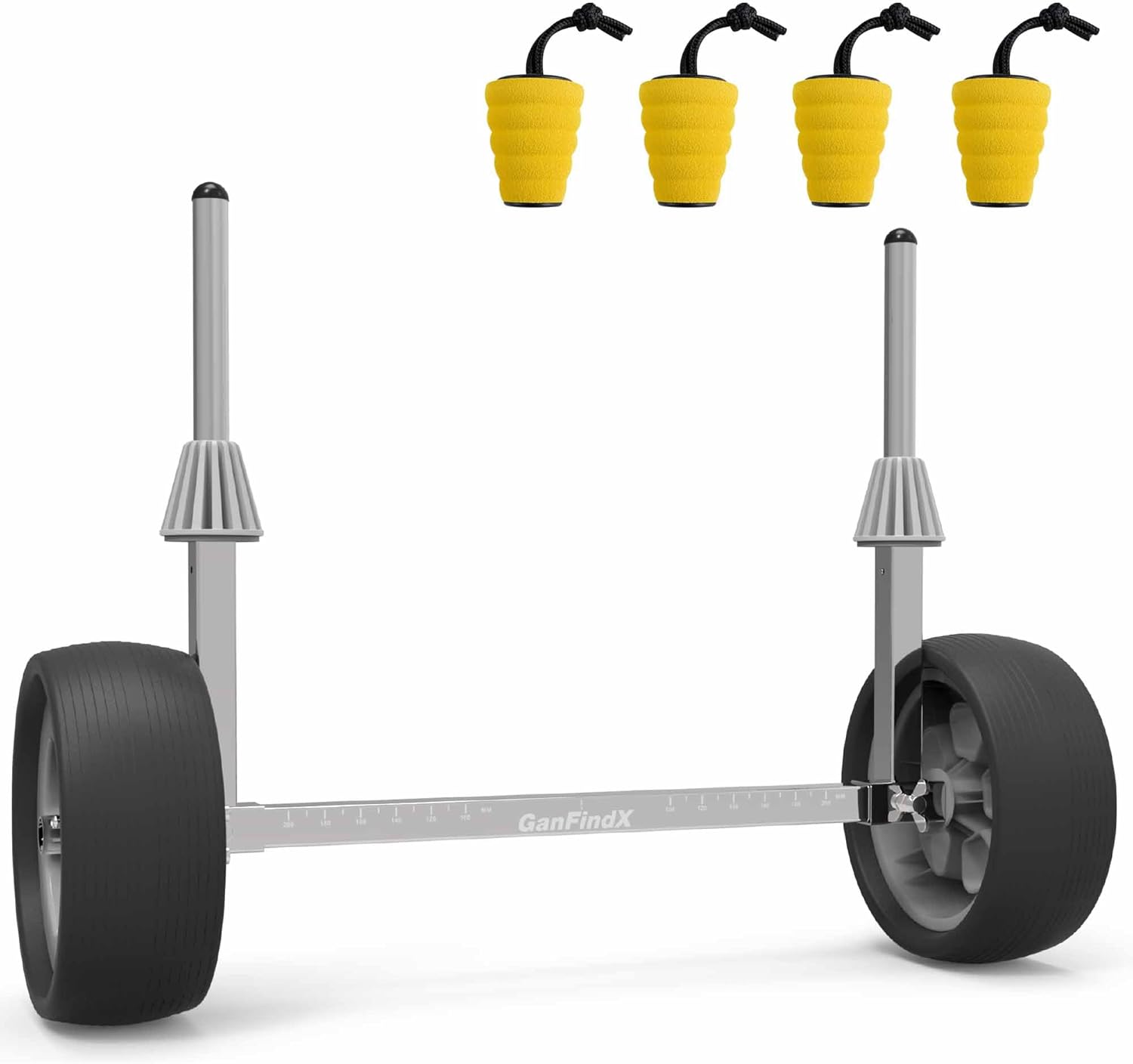 GanFindX Quick-Detachable Stainless Steel 304 Sit on Top Kayak Cart Dolly with Flat-Free Wheels, Width Adjustable Kayak Wheels & 4 Pack Lemon Yellow EVA Kayak Scupper Plug Kit, Fits 1.4-1.8″ scupper GanFindX Quick-Detachable Stainless Steel 304 Sit on Top Kayak Cart Dolly with Flat-Free Wheels, Width Adjustable Kayak Wheels & 4 Pack Lemon Yellow EVA Kayak Scupper Plug Kit, Fits 1.4-1.8″ scupper