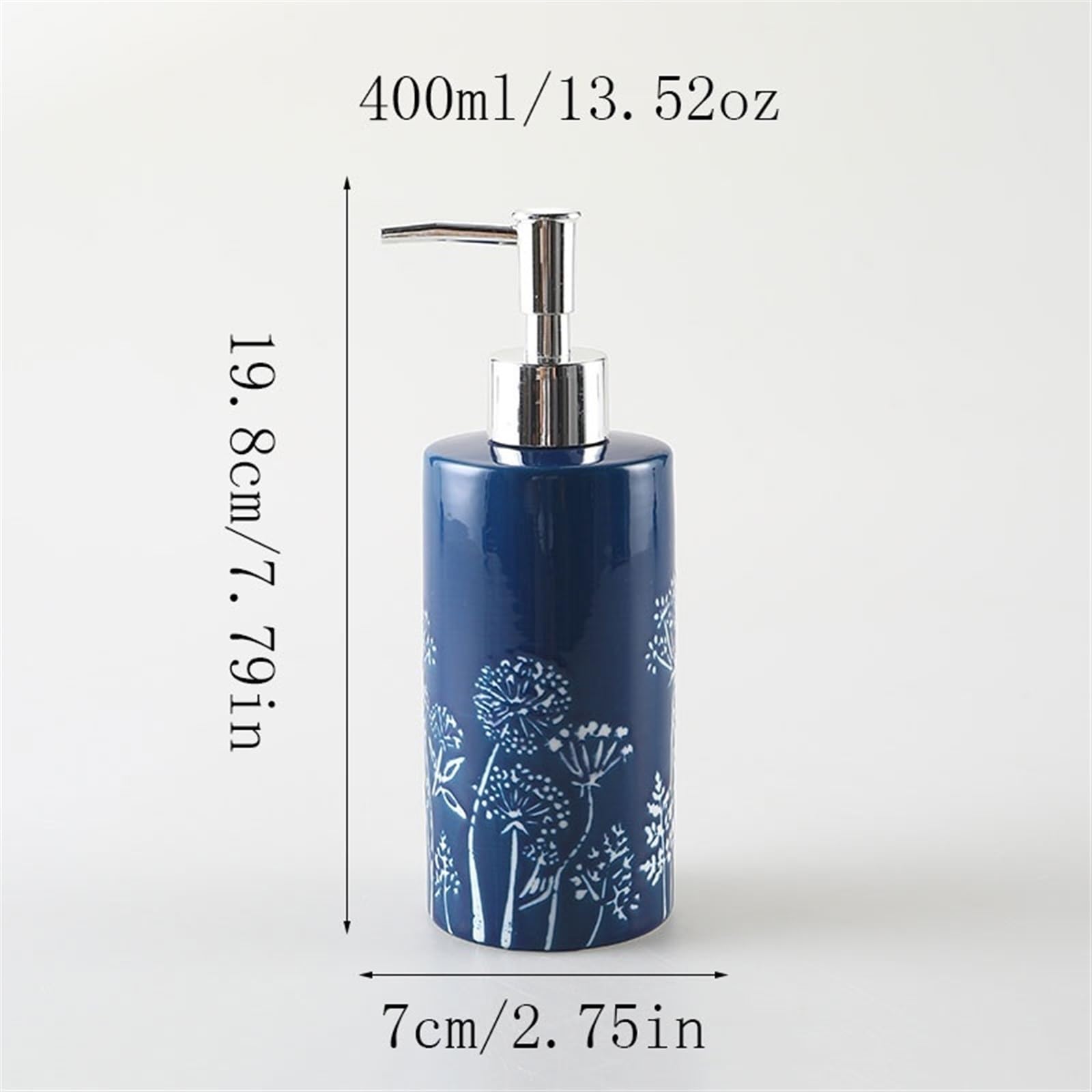 Dispenser di sapone Pompa di sapone da bagno per lozione shampoo piatto sapone blu Dispenser di sapone in ceramica per casa colonica Bagno Cucina Dispenser pompa a mano