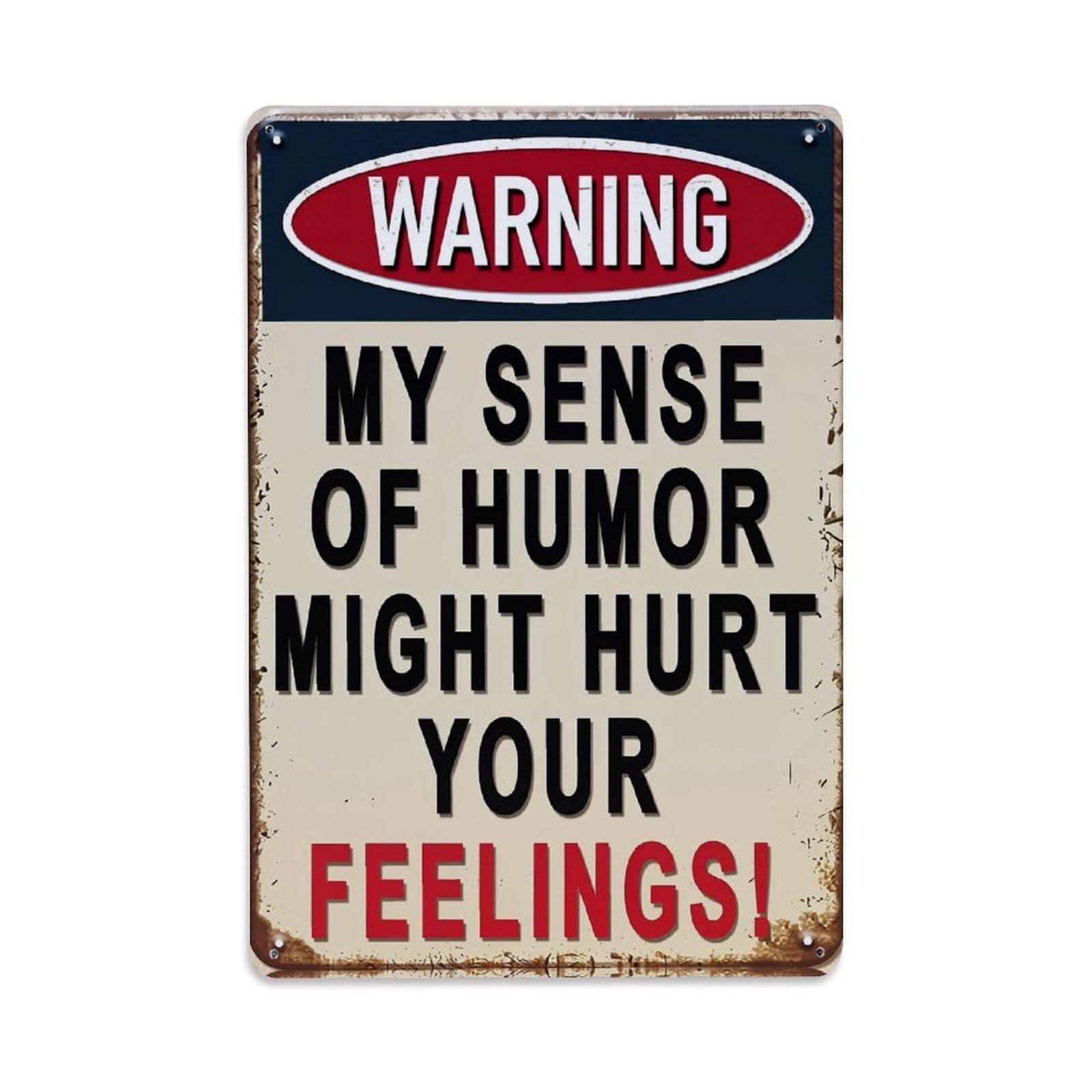 Warning Sign Humor Feelings Print Retro Metal Tin Sign, Vintage Metal Poster for home, Gaming Room, Studio Workshop,Bar,Garage Wall Art Decor 8x12 Inch