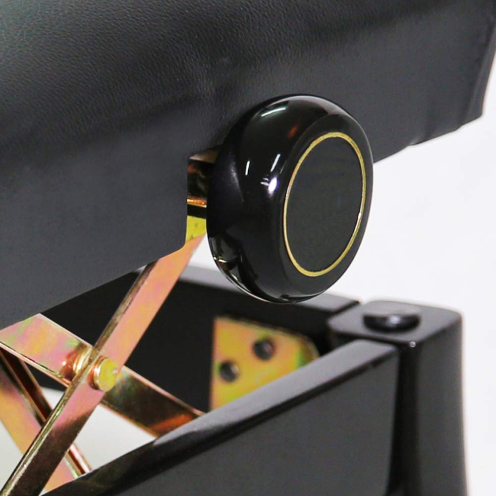 Piano-Keyboard-Bank, höhenverstellbarer Piano-Hocker, Schwarze Holz-Keyboard-Bänke für eine Person mit gepolstertem Sitz aus Kunstleder