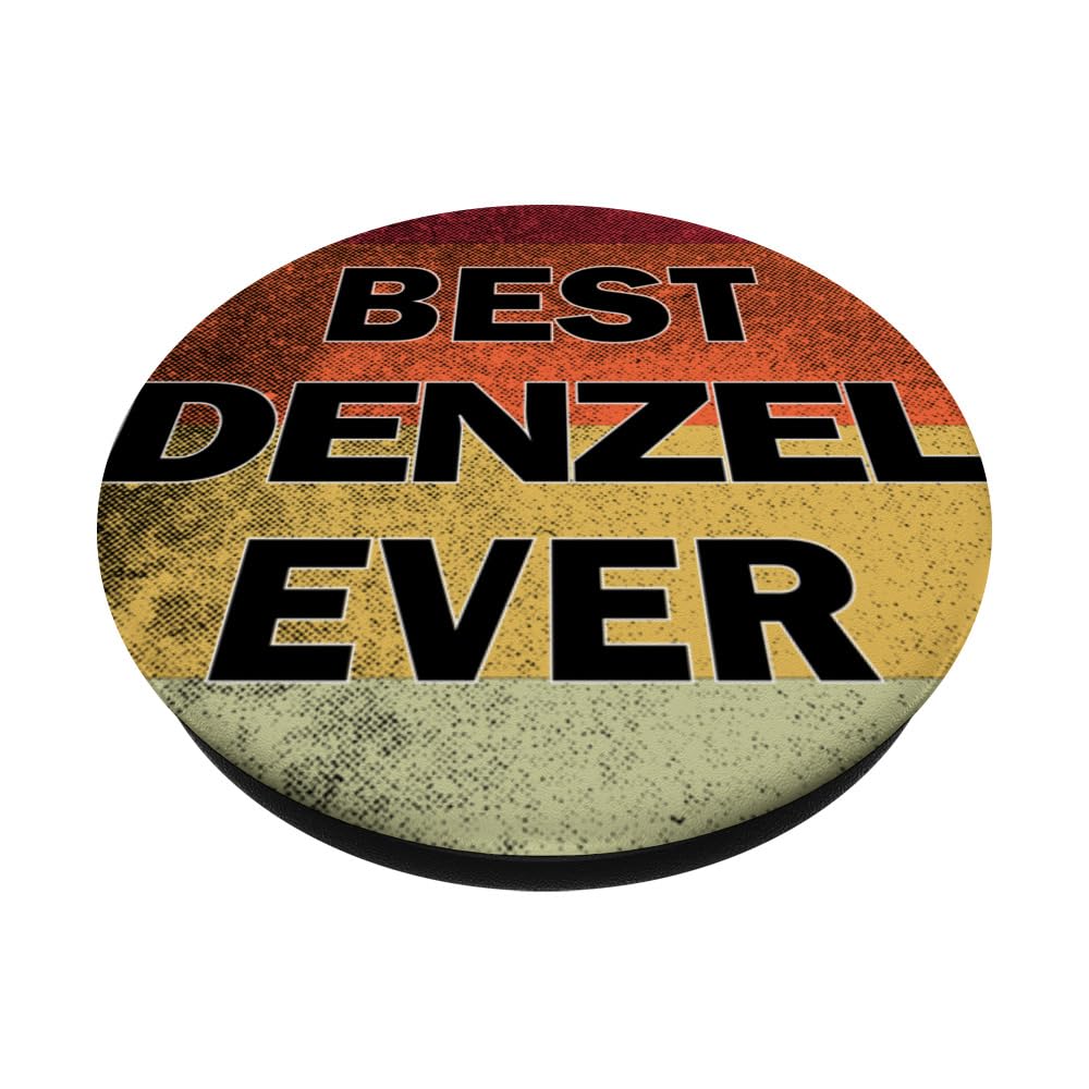 Personalized Name Denzel I love Denzel Retro vintage Style PopSockets Swappable PopGrip, Black - Image 2