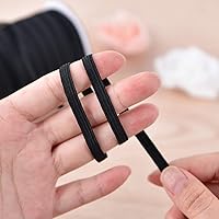 Vista 3 de Coopay Bandas elásticas planas de 40 yardas de largo, 1/2 pulgada de ancho, cuerda elástica plana para coser proyectos de bricolaje, artes y Negro