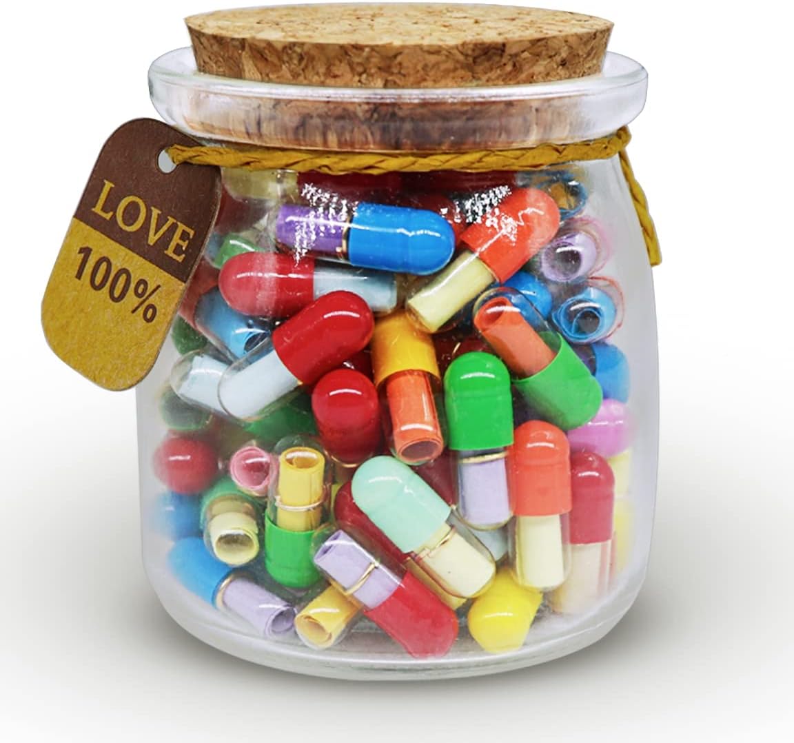 thumbnail: Capsule Letters Bericht In Glazen Fles – 50 Stuks Gekleurde Notitiepillen Voor Liefdesboodschappen, Cadeau Voor Valentijnsdag Of Verjaardag