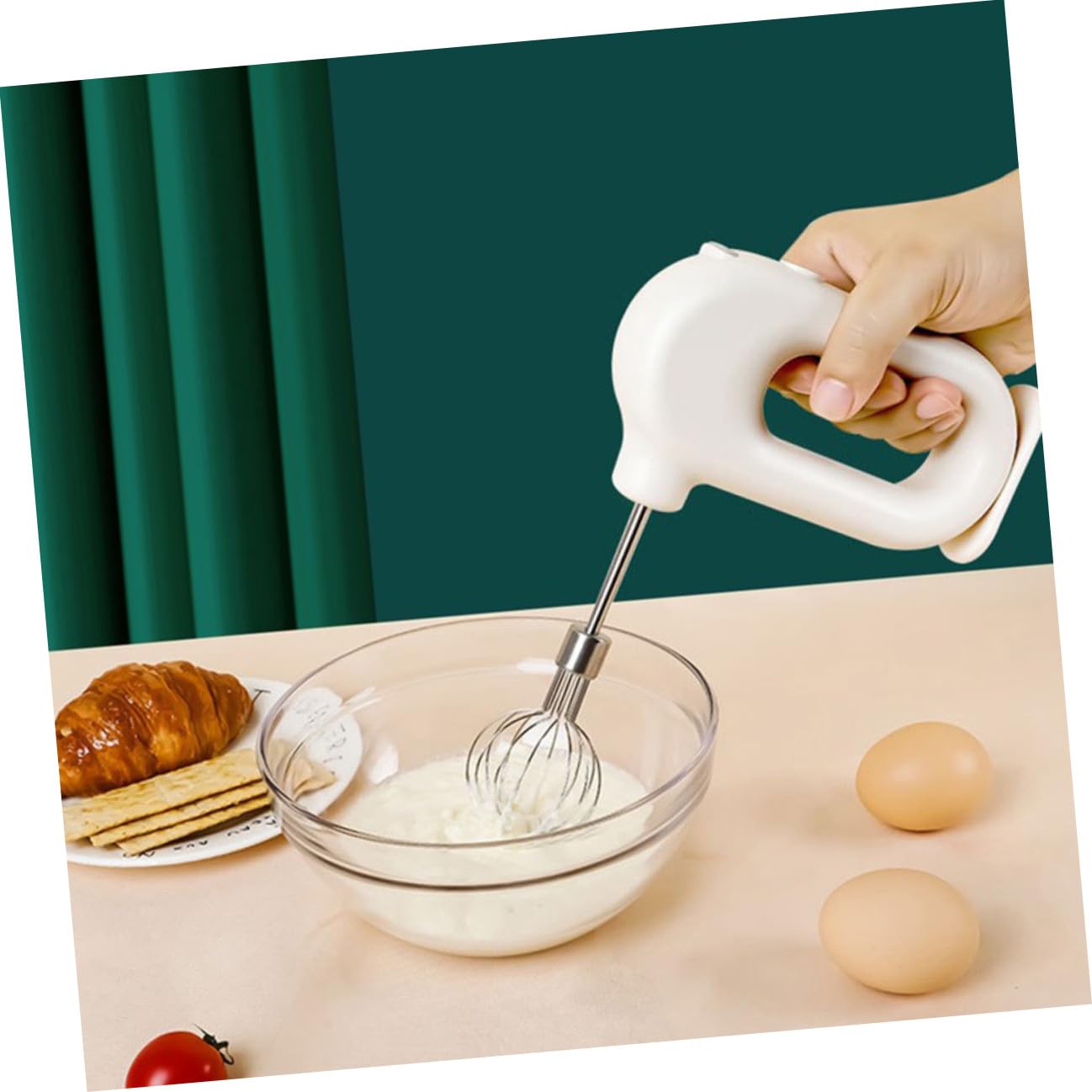 Sbattitore Elettrico Portatile Ricaricabile Bianco da Cucina