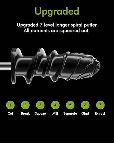 Miniatura 4 de MAMA'S CHOICE Máquinas exprimidoras, exprimidor de masticación lenta para verduras y frutas, extractor de jugo de prensa en frío, fácil de limpiar