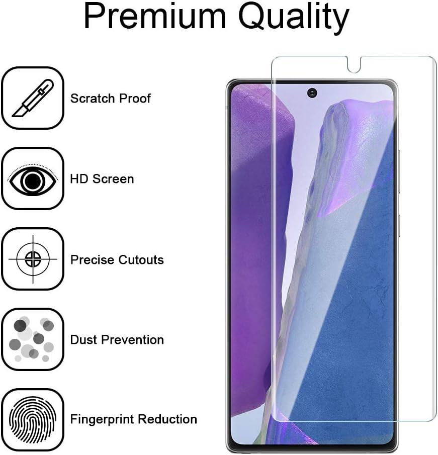 TAURI 2 Pack Flexible TPU Film Screen Protector + 2 Pack Camera Lens Protector Compatible for Samsung Galaxy Note 20 5G 6.7 - inch HD-Clear Bubble Free Clear