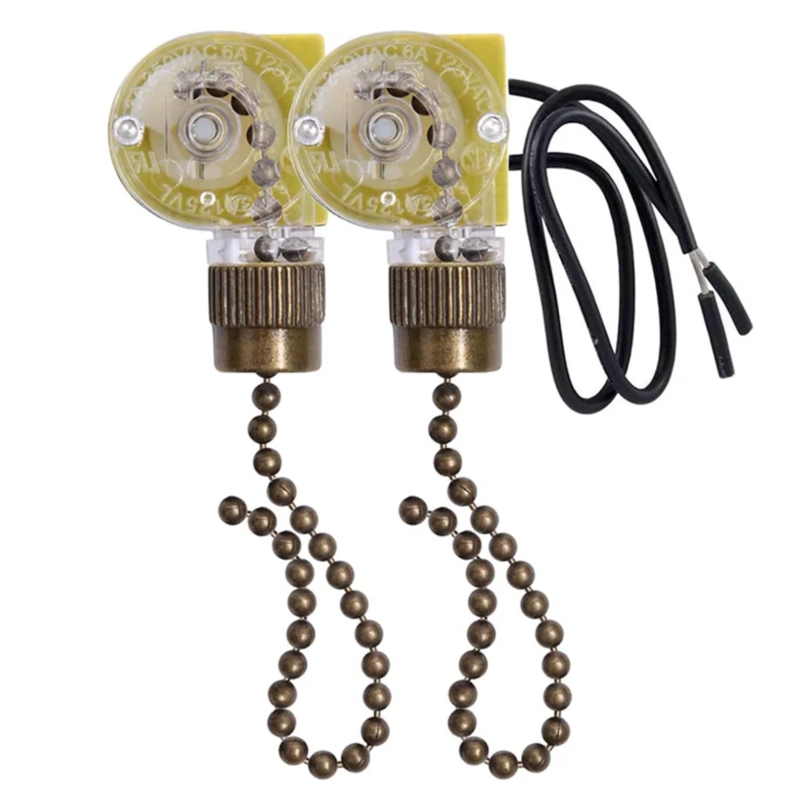 AUOQKQUT 2Pcs Ceiling Fan Light Switch ZE-109 Two-Wire Light Switch with Pull Cords