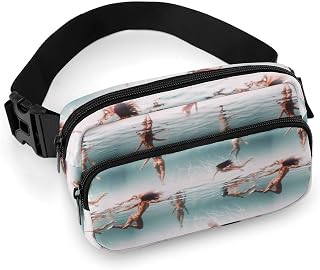 Crossbody Fanny Pack Sexy Women Butt Under Sea Nude Art Casual Hands-Free Crossbody Waist Bag Sports Hip Bum Bag for Men Women