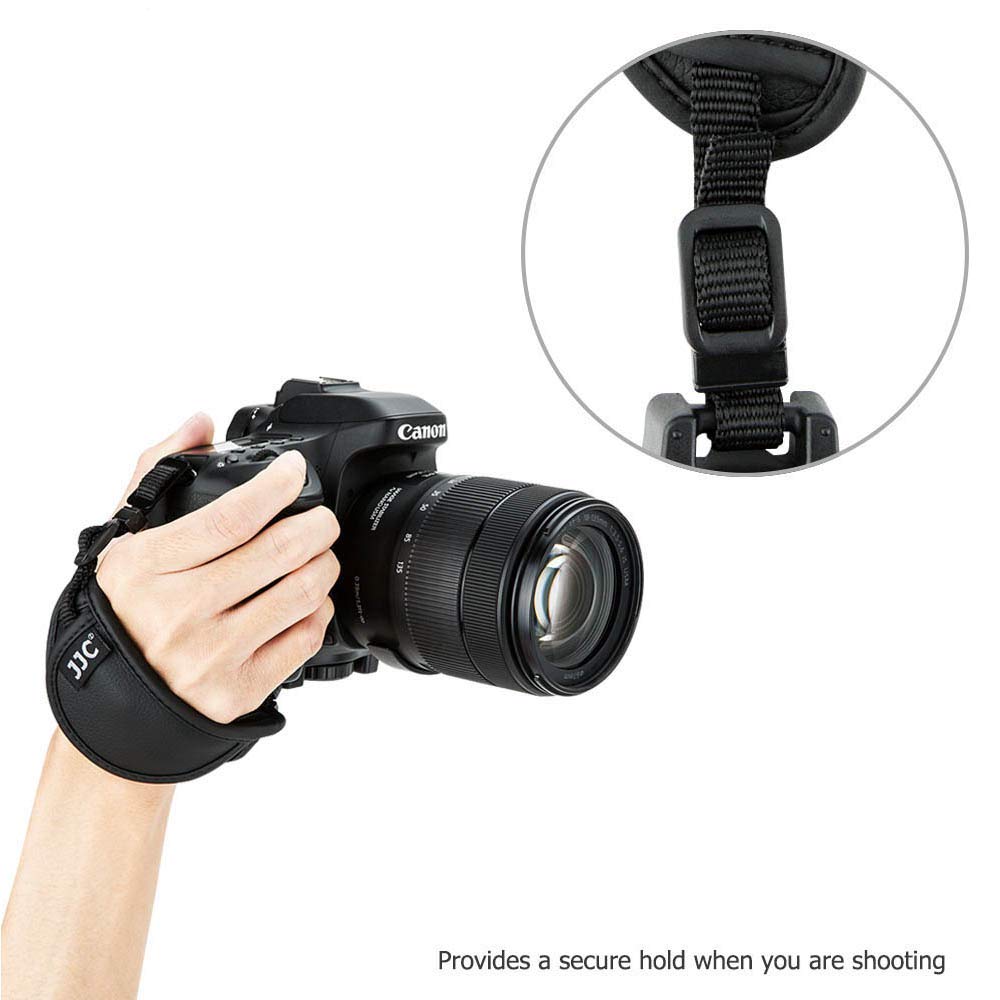 JJC pasek na rękę do aparatu mikrofibrowy pasek na nadgarstek pasek do noszenia dla aparatów Nikon Canon Olympus Sony Fujifilm DSLR SLR