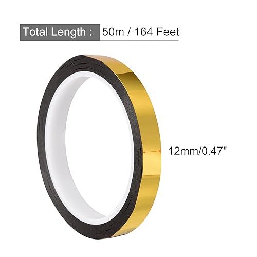 Miniatura 2 de Rebower Cinta de película de poliéster metalizada para decoración de espejo Washi, para detallar paredes de acento arte gráfico - 12 pulgada, 164