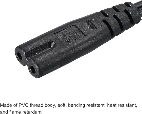 Miniatura 4 de PATIKIL Cable de alimentación de CA de 2 clavijas de 4 pies (3.9 ft) 18 AWG de 2 ranuras a C8 hembra de repuesto para computadora portátil,