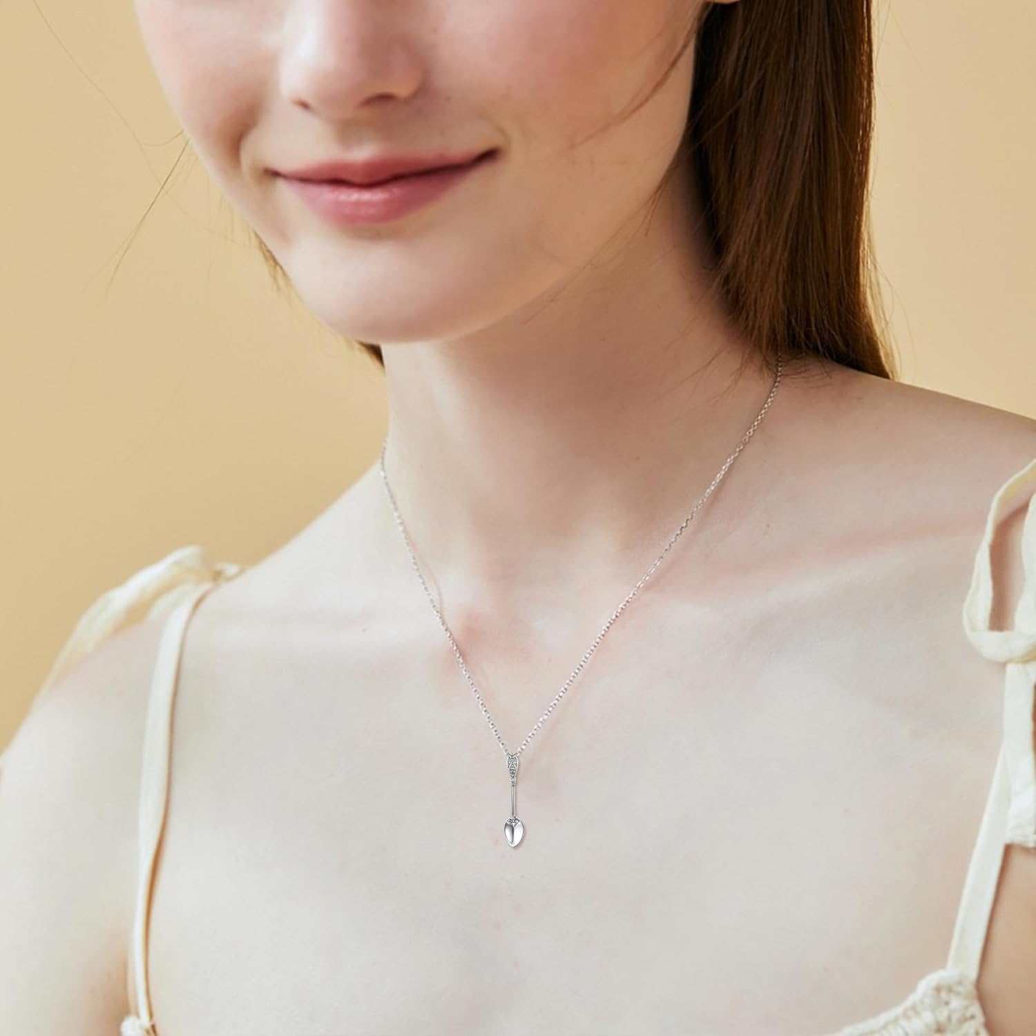 MONGAS Spoon Necklace Sterling Silver Teaspoon Jewelry Vintage Gifts for Women