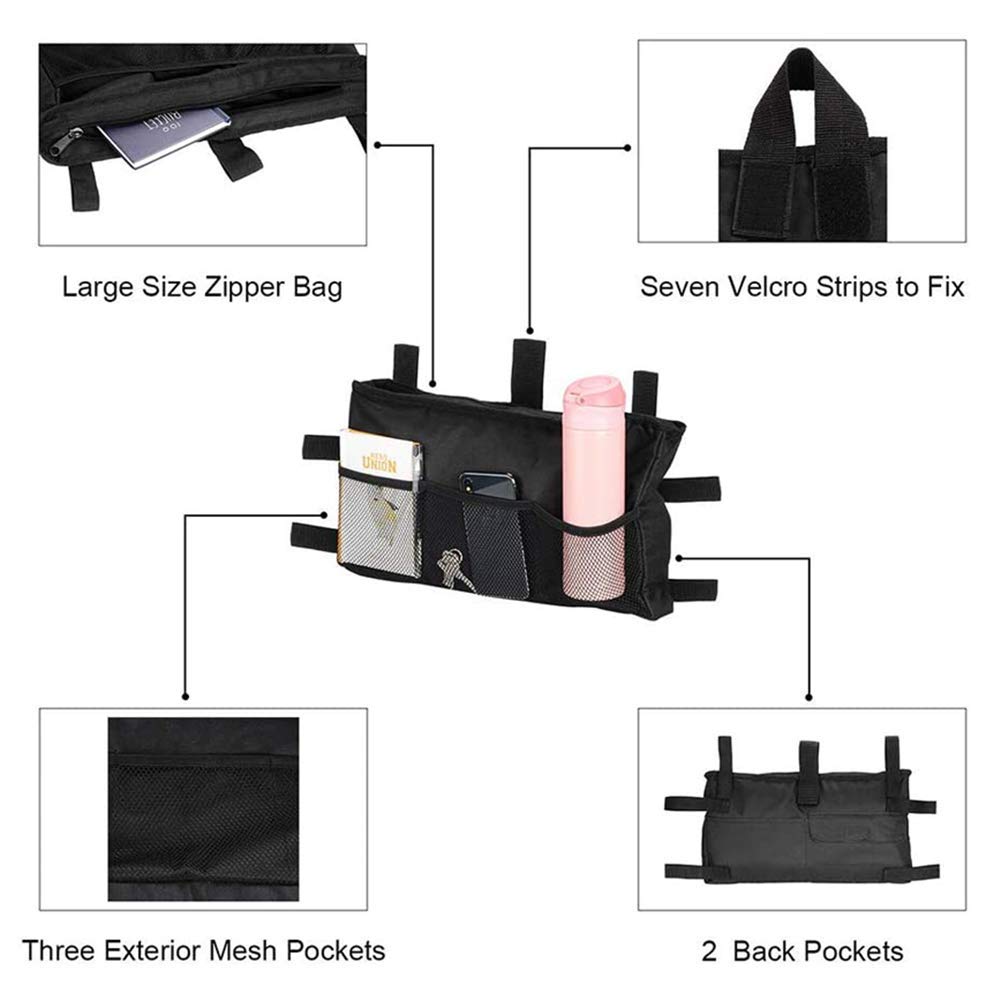RUVANE Mochila para Silla de Ruedas, Bolsa de Accesorios para Andador, Bolsa organizadora de tamaño Universal para Cualquier Andador y Silla de Ruedas Estilo Andador (Negro) Star of Light
