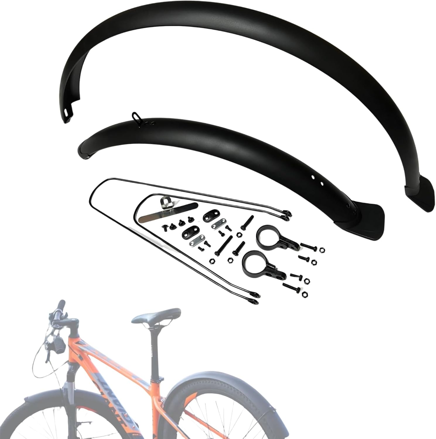 Mountain Bike Fenders Full Coverage Bicycle Mudguard Set Suitable for 27.5" x 1.95/2.0、2.1/2.25 Mountain Bike Front and Rear Mudguards (2.25''(70mm))