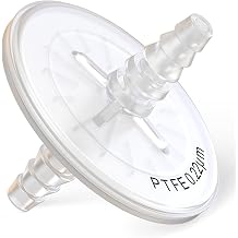 Air Venting Filter Sterile PTFE Hydrophobic Filter Disc 50mm 0.22m with 7mm-13mm Stepped Hose and Barb Female Luer for Air Filtration, Individually Packed 10