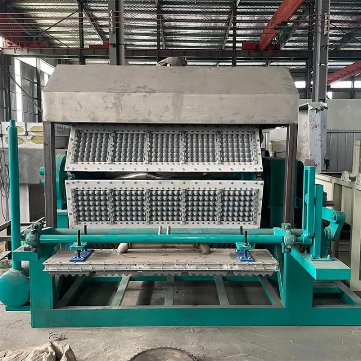 YC-1 * 3 Industrial Egg Tray Making Machine, Automatic Paper Pulp Molding Equipment, Turquoise and Silver, Commercial Production Line