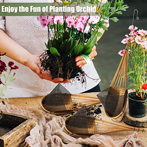 Lanccona Orchid Hanging Planter 5 Inch 6 Pack With Bird Nest Style Plant Hangers, Handmade Thai Bamboo Woven Hanging Orchid Basket For Trellis Gazebo Indoor Outdoor #TOP2
