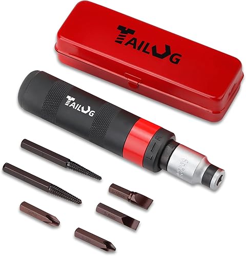 TAILUG Destornillador de impacto reversible manual de 12 pulgadas, 8 destornilladores de impacto de acero S2, cierres oxidados o pernos congelados,